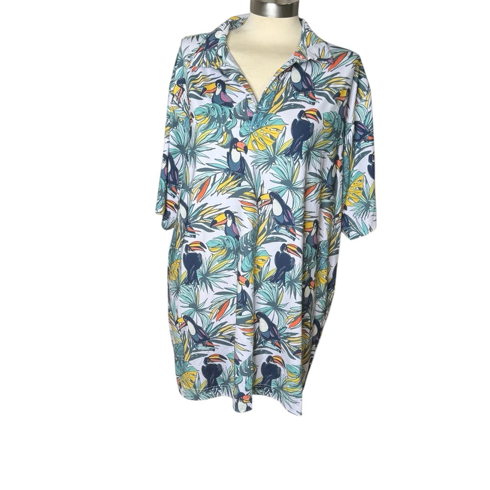 Tropical Toucan Print Men's Polo Shirt